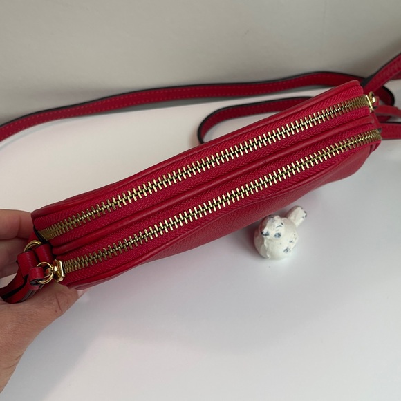 Banana Republic Red Genuine Leather Double Entry Crossbody Bag - Picture 6 of 16